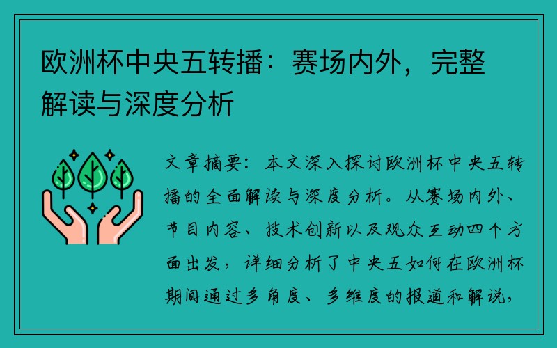 欧洲杯中央五转播：赛场内外，完整解读与深度分析