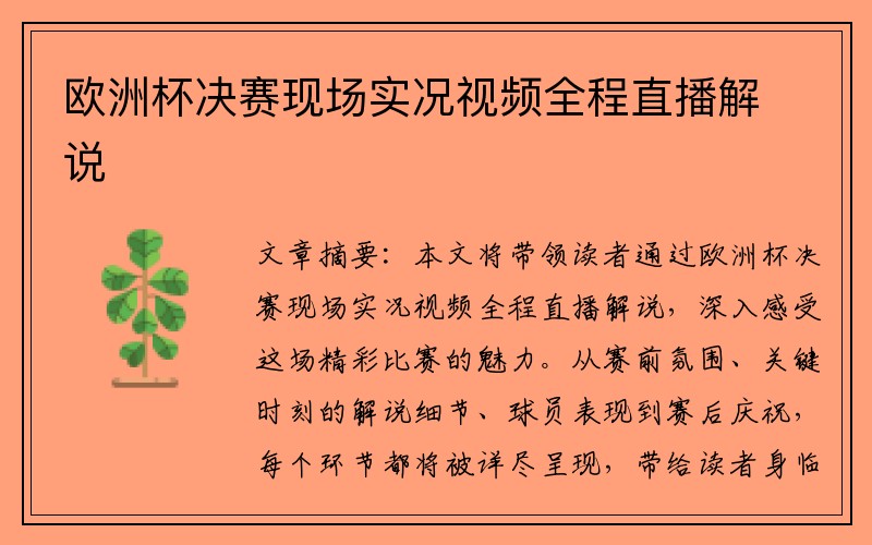 欧洲杯决赛现场实况视频全程直播解说